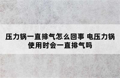 压力锅一直排气怎么回事 电压力锅使用时会一直排气吗